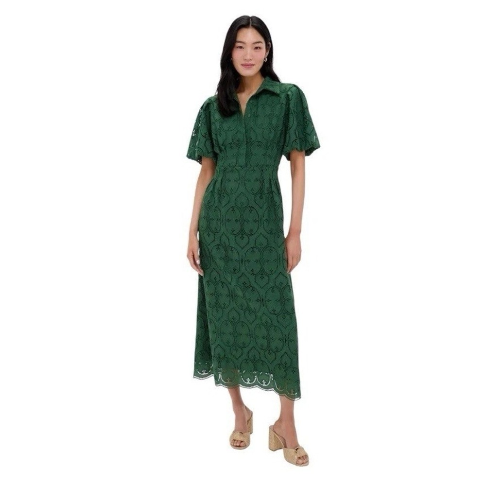 NEW Tuckernuck Olive Eyelet Delaney Dress Womens Small